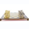 Шахматный набор "Лучники Античные войны" коричневая доска 44x44 см, фигуры золото-серебро