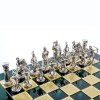 Шахматный набор "Лучники Античные войны" зеленая доска 44x44 см, фигуры золото-серебро