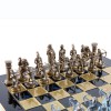 Шахматный набор "Лучники Античные войны" синяя доска 44x44 см, фигуры бронза-патина