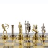 Шахматный набор "Лучники Античные войны" коричневая доска 28x28 см, фигуры золото-серебро