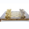 Шахматный набор "Лучники Античные войны" коричневая доска 28x28 см, фигуры золото-серебро