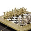 Шахматный набор "Лучники Античные войны" черно-белая доска 28x28 см, фигуры золото-серебро