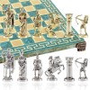 Шахматный набор "Лучники Античные войны" патиновая доска орнамент 28x28 см, фигуры золото-серебро