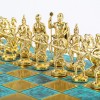Шахматный набор "Лучники Античные войны" патиновая доска 28x28 см, фигуры золото-серебро