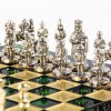 Шахматный набор "Византийская Империя" зеленая доска 20x20 см, фигуры золото-серебро