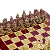 Шахматный набор "Византийская Империя" красная доска 20x20 см, фигуры золото-бронза