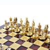 Шахматный набор "Византийская Империя" красная доска 20x20 см, фигуры золото-серебро