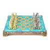 Шахматный набор "Византийская Империя" патиновая доска 20x20 см, фигуры золото-серебро
