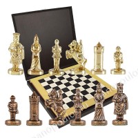 Шахматный набор "Византийская Империя" черно-белая доска 20x20 см, фигуры золото-бронза