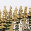 Шахматный набор "Византийская Империя" зеленая доска 20x20 см, фигуры золото-серебро