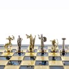 Шахматный набор "Битва Титанов" синяя доска 36x36 см, фигуры золото-серебро