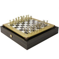 Шахматный набор "Битва Титанов" черно-белая доска 36x36 см, фигуры золото-серебро