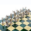 Шахматный набор "Битва Титанов" зеленая доска 36x36 см, фигуры золото-серебро