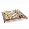Шахматный набор "Битва Титанов" красная доска 36x36 см, фигуры золото-серебро