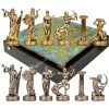 Шахматный набор "Битва Титанов" патиновая доска 36x36 см, фигуры золото-серебро