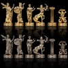 Шахматный набор "Греческие Боги" коричневая доска 36x36 см, фигуры золото-серебро