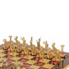 Шахматный набор "Греческие Боги" красная доска 36x36 см, фигуры золото-серебро