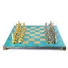 Шахматный набор "Греческая Мифология" патиновая доска 54x54 см, фигуры золото-серебро