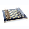 Шахматный набор "Греческая Мифология" синяя доска 54x54 см, фигуры бронза-патина