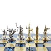 Шахматный набор "Греческая Мифология" синяя доска 36x36 см, фигуры золото-серебро