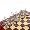 Шахматный набор "Греческая Мифология" красная доска 36x36 см, фигуры золото-серебро