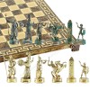 Шахматный набор "Греческая Мифология" коричневая орнамент доска 36x36 см, фигуры золото-антик