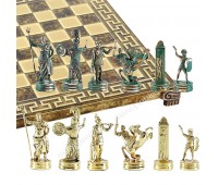 Шахматный набор "Греческая Мифология" коричневая орнамент доска 36x36 см, фигуры золото-антик