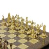 Шахматный набор "Греческая Мифология" коричневая доска 36x36 см, фигуры золото-бронза