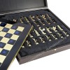 Шахматный набор "Греческая Мифология" синяя доска 36x36 см, фигуры золото-бронза