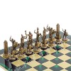 Шахматный набор "Греческая Мифология" зеленая доска 36x36 см, фигуры золото-бронза