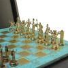 Шахматный набор "Греческая Мифология" патиновая доска 36x36 см, фигуры золото-бронза
