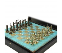 Шахматный набор "Греческая Мифология" патиновая доска 36x36 см, фигуры золото-бронза