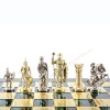 Шахматный набор "Греко-Римский период" зеленая доска 44x44 см, фигуры золото-серебро