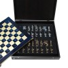 Шахматный набор "Греко-Римский период" синяя доска 44x44 см, фигуры бронза-патина