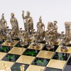Шахматный набор "Греко-Римский период" зеленая доска 44x44 см, фигуры золото-бронза