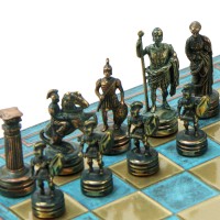Шахматный набор "Греко-Римский период" патиновая доска 28x28 см, фигуры золото-антик