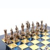 Шахматный набор "Греко-Римский период" синяя доска 28x28 см, фигуры бронза-патина