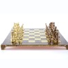 Шахматный набор "Греко-Римский период" коричневая доска 28x28 см, фигуры золото-бронза