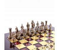 Шахматный набор "Греко-Римский период" красная доска 28x28 см, фигуры золото-бронза
