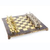 Шахматный набор "Подвиги Геракла" коричневая доска 36x36 см, фигуры золото-серебро