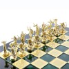 Шахматный набор "Подвиги Геракла" зеленая доска 36x36 см, фигуры золото-серебро