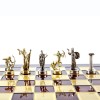 Шахматный набор "Подвиги Геракла" красная доска 36x36 см, фигуры золото-серебро
