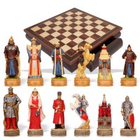 Шахматы "Русские — Монголы (Золотая орда)" Italfama доска 33x33 см.