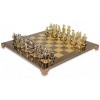 Шахматный набор "Рыцари Средневековья" коричневая доска 44x44 см, фигуры золото-серебро
