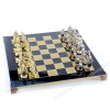Шахматный набор "Рыцари Средневековья" синяя доска 44x44 см, фигуры золото-серебро