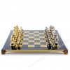 Шахматный набор "Рыцари Средневековья" синяя доска 44x44 см, фигуры золото-серебро