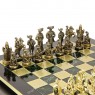 Шахматный набор "Рыцари Средневековья" зеленая доска 44x44 см, фигуры золото-бронза