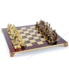 Шахматный набор "Рыцари Средневековья" красная доска 44x44 см, фигуры золото-бронза