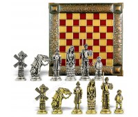Шахматный набор "Дон Кихот" металлическая доска 45x45 см, фигуры золото-серебро
