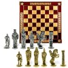 Шахматный набор "Александр Македонский vs Дарий III" металлическая доска 38x38 см, фигуры золото-серебро